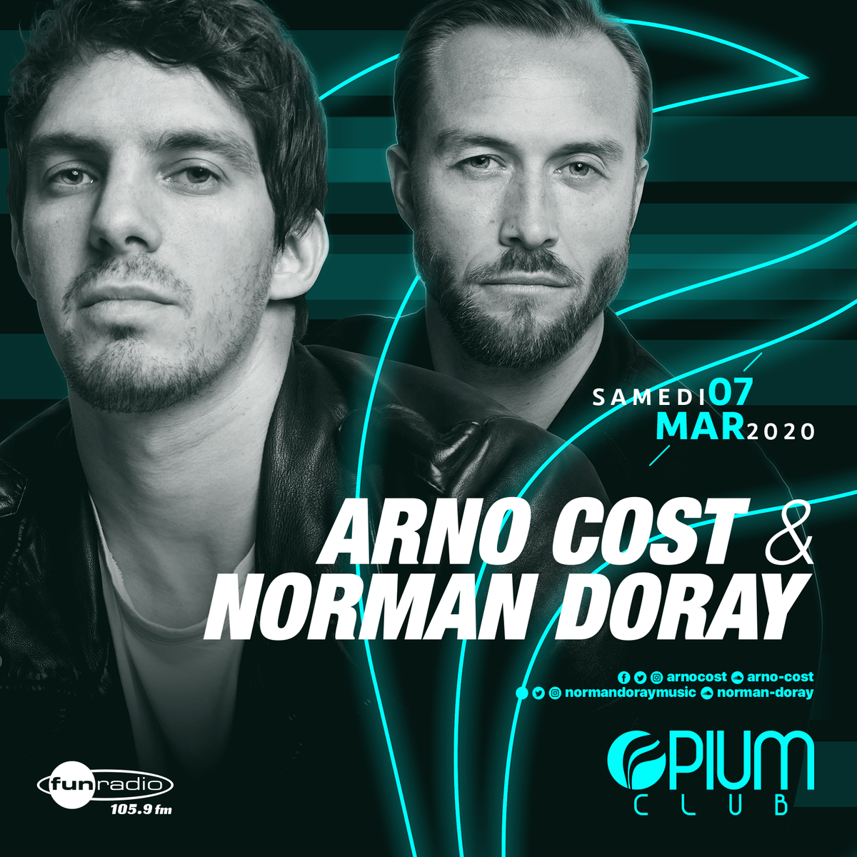 ARNO COST ET NORMAN DORAY A L'OPIUM CLUB DE TOULOUSE AVEC FUN RADIO