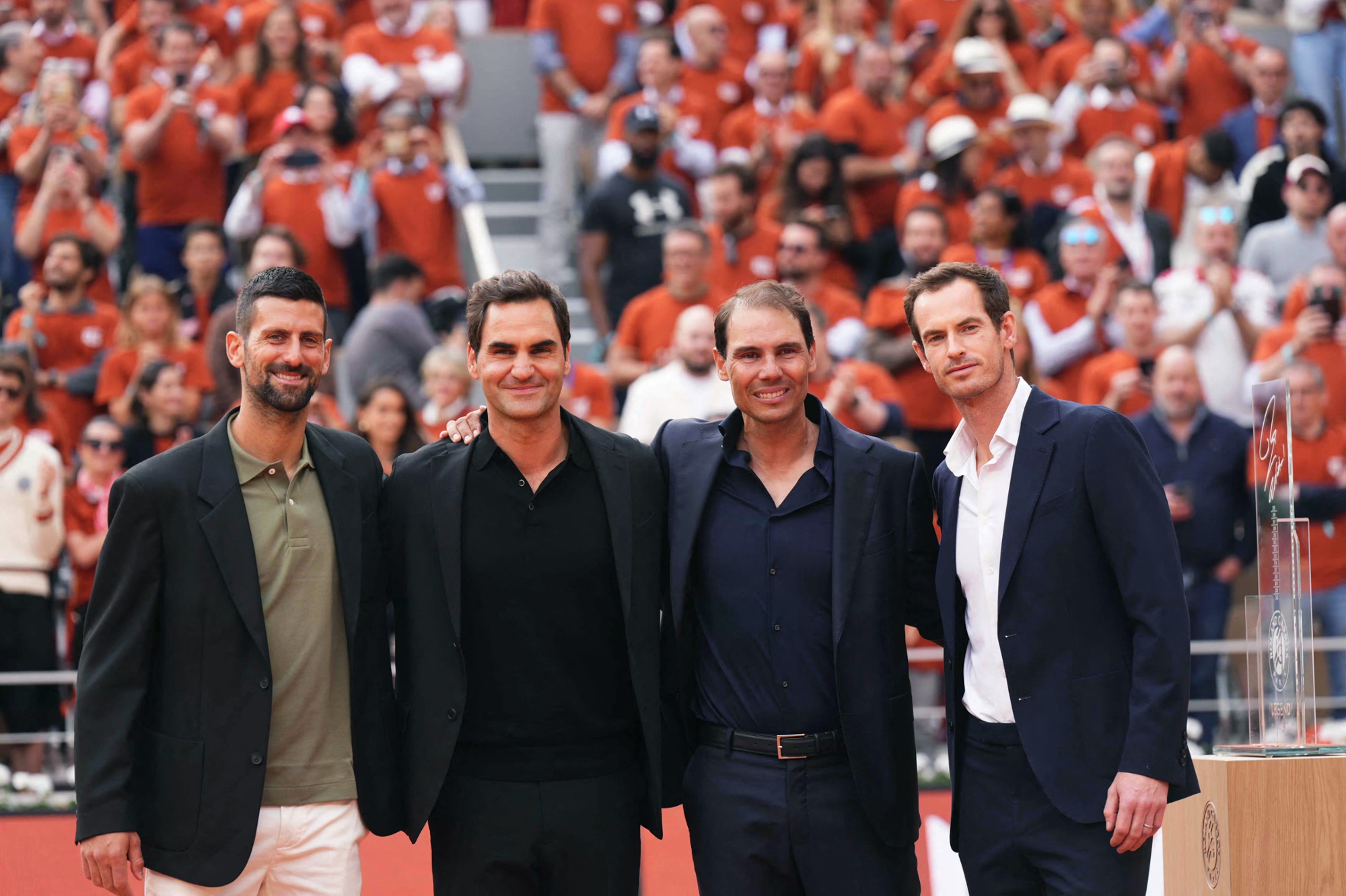 Novak djokovic, Roger Federer, Rafael Nadal, and Andy Murray at the ceremony