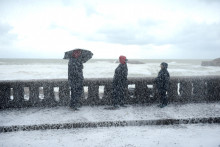 Les grandes marées ont provoqué des dégâts importants sur la façade atlantique. Ici Biarritz le 1er février 2014.