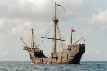Une réplique de la Santa Maria de Christophe Colomb, en 1991, aux Bahamas. (archives)