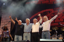Le groupe Pink Floyd composé de David Gilmour, Roger Waters, Nick Mason et Richard Wright à Londres en 2005