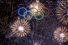 Les anneaux olympiques à Berlin en septembre 2015