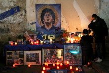 Veillée funèbre en l'hommage de Diego Maradona, à Buenos Aires.