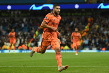 Nabil Fekir avec l'OL à Manchester le 19 septembre 2018