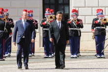 Le prince Albert II et Xi Kinping, à Monaco le 24 mars 2019