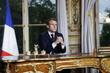 Emmanuel Macron lors de sa déclaration à l'Élysée, le 16 avril 2019