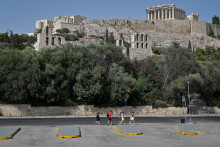L'Acropole pendant la vague de chaleur, le 2 août 2021 à Athènes, en Grèce