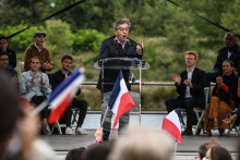 Jean-Luc Mélenchon lors de l'Université d'été de La France Insoumise le 29 août 2021, près de Valence.