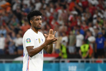 Kingsley Coman avec les Bleus à Budapest le 23 juin 2021