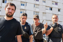 Les acteurs du film "BAC Nord" Gilles Lellouche, Karim Leklou et François Civil.