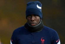 Kurt Zouma à l'entraînement avec les Bleus à Clairefontaine le 11 novembre 2021
