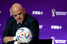 Gianni Infantino lors de la conférence de presse de la Fifa le 19 novembre 2022 à Doha. 