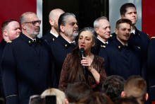 Catherine Ringer lors de la cérémonie de scellement de l'IVG dans la Constitution, le 8 mars 2024.