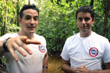 Tibo InShape et Gabriel Attal en 2019 (photo d'illustration).