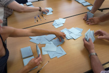 Le bureau de vote de Gardouch lors du deuxième tour des élections législatives françaises, le 18 juin 2017.