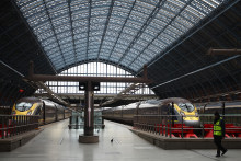Trains Eurostar à la gare de St. Pancras à Londres