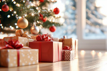 Des cadeaux de Noël au pied d'un sapin