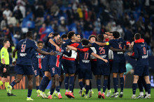 Les joueurs du PSG fêtant le sacre en Trophée des champions.