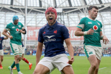 La France surclasse l'Irlande lors des Six Nations à l'Aviva Stadium de Dublin, le 8 mars 2025