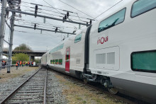 Le nouveau TGV M, à l'occasion de la présentation de son extérieur par Alstom