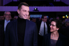 Jordan Bardella et Malika Sorel lors des Etats généraux de l'immigration organisé par le RN le 26 mars 2024