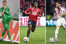 Irwin Cardona (ASSE), Jonathan David (Lille), Rayan Cherki (OL) en Ligue 1.