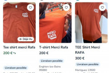 Des t-shirts "Merci Rafa" proposés à la revente