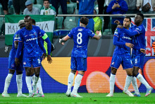 La joie d'une partie des joueurs de Chelsea lors de la finale de la Ligue Europa Conférence.