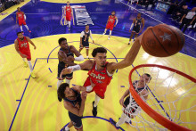 Le français Victor Wembanyama, à l'occasion du All-Star Game 2025, au Chase Center de San Francisco (Californie).