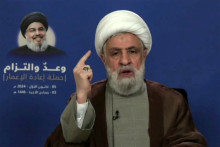 Le 5 décembre 2024, le chef du Hezbollah, Naim Qasem, prononce un discours télévisé.