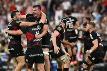 La joie des Toulousains, vainqueurs du bouclier de Brennus face à Bordeaux-Bègles, le 28 juin 2025.