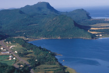 Vue aérienne et le fleuve Saint-Laurent