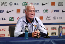 Didier Deschamps, sélectionneur de l'équipe de France, lors de la conférence de presse de Ligue des Nations, le 30 mai 2025.