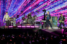 Le groupe Coldplay lors du concert à Las Vegas, le 6 juin 2025.
