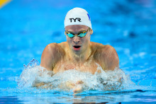 Léon Marchand, aux Championnats du monde de natation à Singapour, ce mercredi 30 juillet 2025.