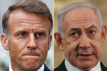 Le président de la République Emmanuel Macron (à gauche) et le Premier ministre israélien Benyamin Netanyahou.