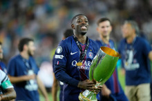 Ousmane Dembélé après la victoire du PSG contre Tottenham en finale de la Supercoupe d'Europe, le 13 août 2025