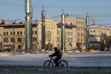 Un cycliste en Russie (image d'illustration)