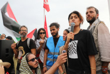 Des militants à Tunis, au départ d'une nouvelle flotille pour Gaza