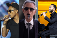 Pharrell Williams, Andrea Bocelli, John Legend