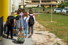 Rentrée scolaire à Rieti en Italie le 13 septembre 2021.