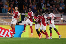 Le Monégasque Eric Dier fête l'égalisation contre Manchester City.