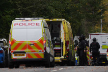 La police sur les lieux de l’attentat de la synagogue attaquée à Manchester, le 2 octobre 2025