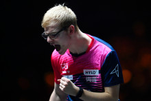 Félix Lebrun lors de la finale du tournoi China Smash à Pékin, le 5 octobre 2025