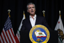 Le gouverneur de Californie, Gavin Newsom, en marge du Sommet économique de Californie, le 22 octobre 2025 à Stockton (États-Unis).