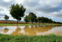 Les inondations dans à Albon, un village de la Drôme, le 18 septembre 2023.