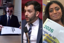 Pierre Cazeneuve (Renaissance), Jean-Philippe Tanguy (RN) et Prisca Thévenot (Renaissance)