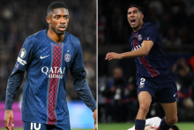 Ousmane Dembélé et Achraf Hakimi lors de PSG-Bayern en Ligue des champions, le 4 novembre 2025.