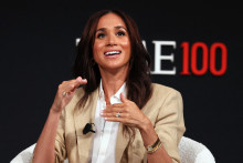 Meghan Markle, en train de parler au sommet Time100, à New York, le 23 avril 2025.