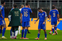 Les Italiens après leur défaite contre la Norvège, le 17 novembre 2025.